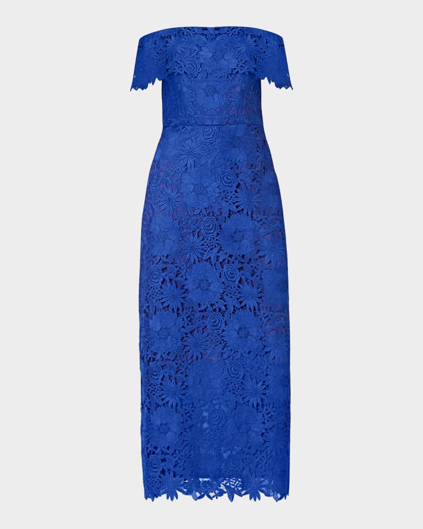 Shoshanna Avril Floral Lace Sheath Maxi Dress | Neiman Marcus