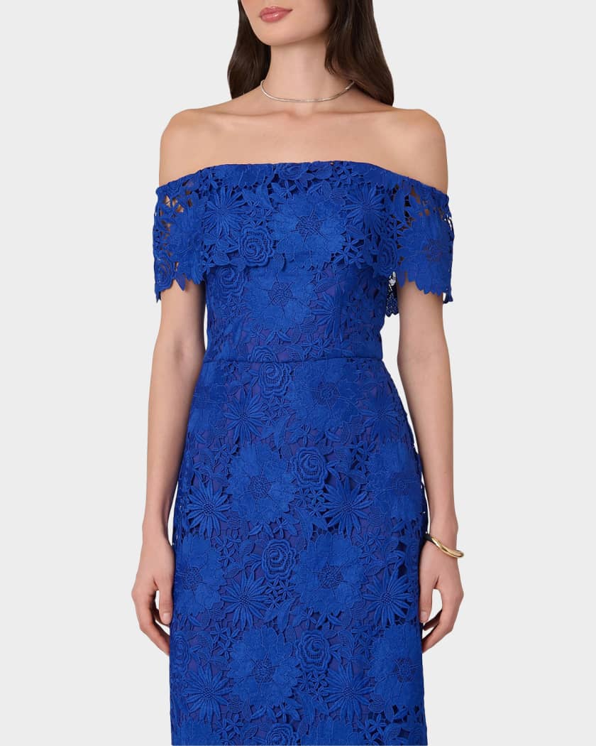 Shoshanna Avril Floral Lace Sheath Maxi Dress | Neiman Marcus