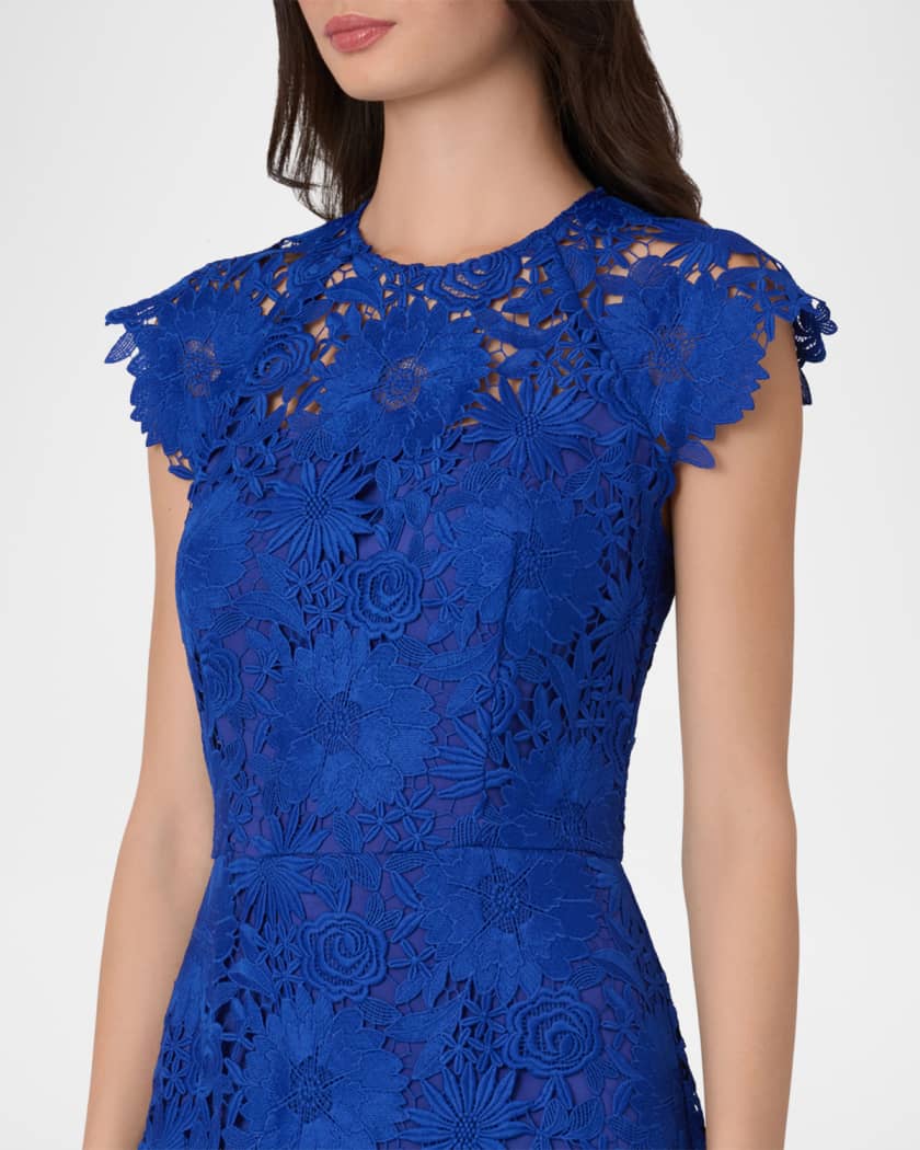shoshanna raven cap-sleeve floral lace a-line maxi dress Amazon.com: Shoshanna Women's Midnight Vista Blue Lace Raven Dress, Vista  Blue, 10 : Clothing, Shoes & Jewelry