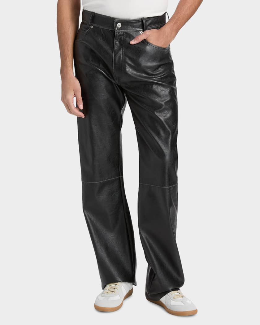 Maison Margiela Men's Faux-Leather Straight-Leg Pants | Neiman Marcus