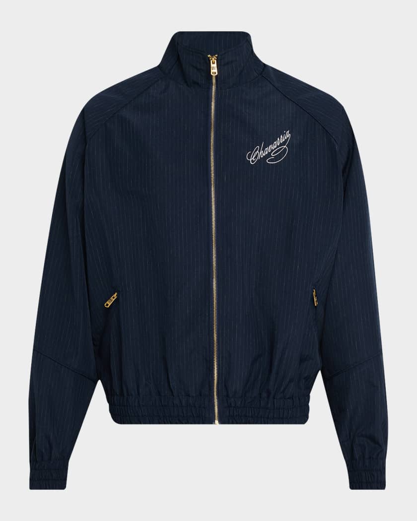 Willy Chavarria Men's Ruff Rider Pinstripe Track Jacket | Neiman