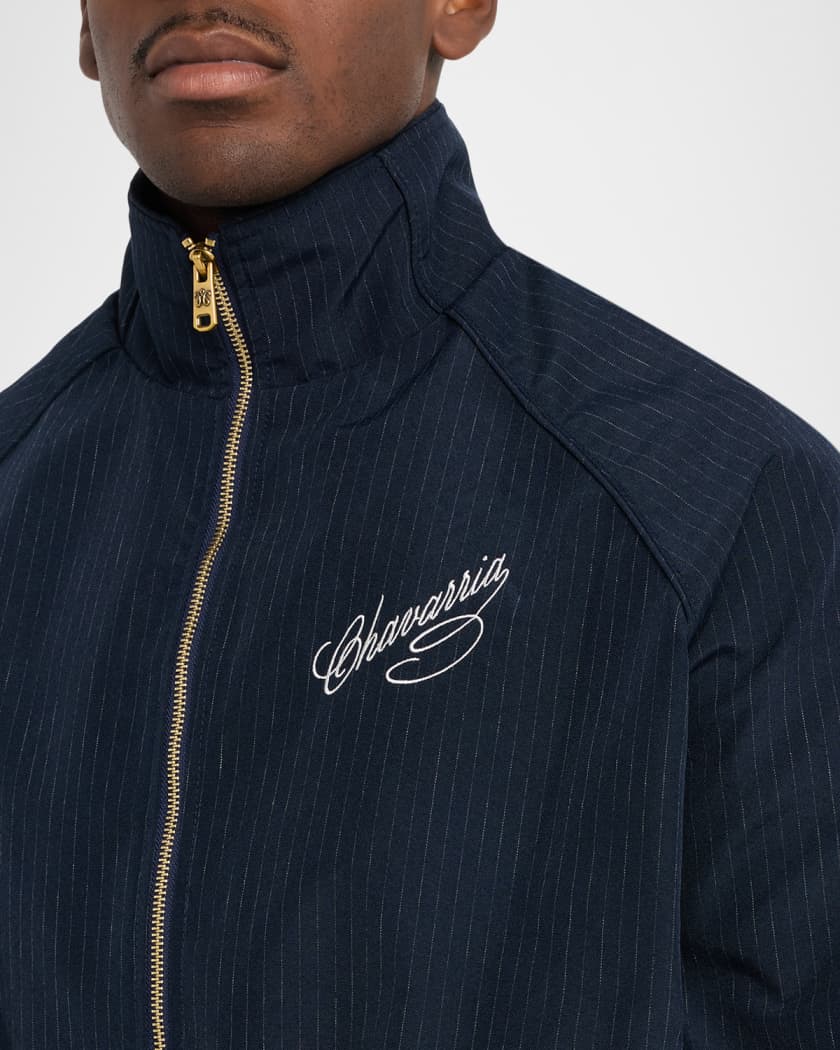 Willy Chavarria Men's Ruff Rider Pinstripe Track Jacket | Neiman