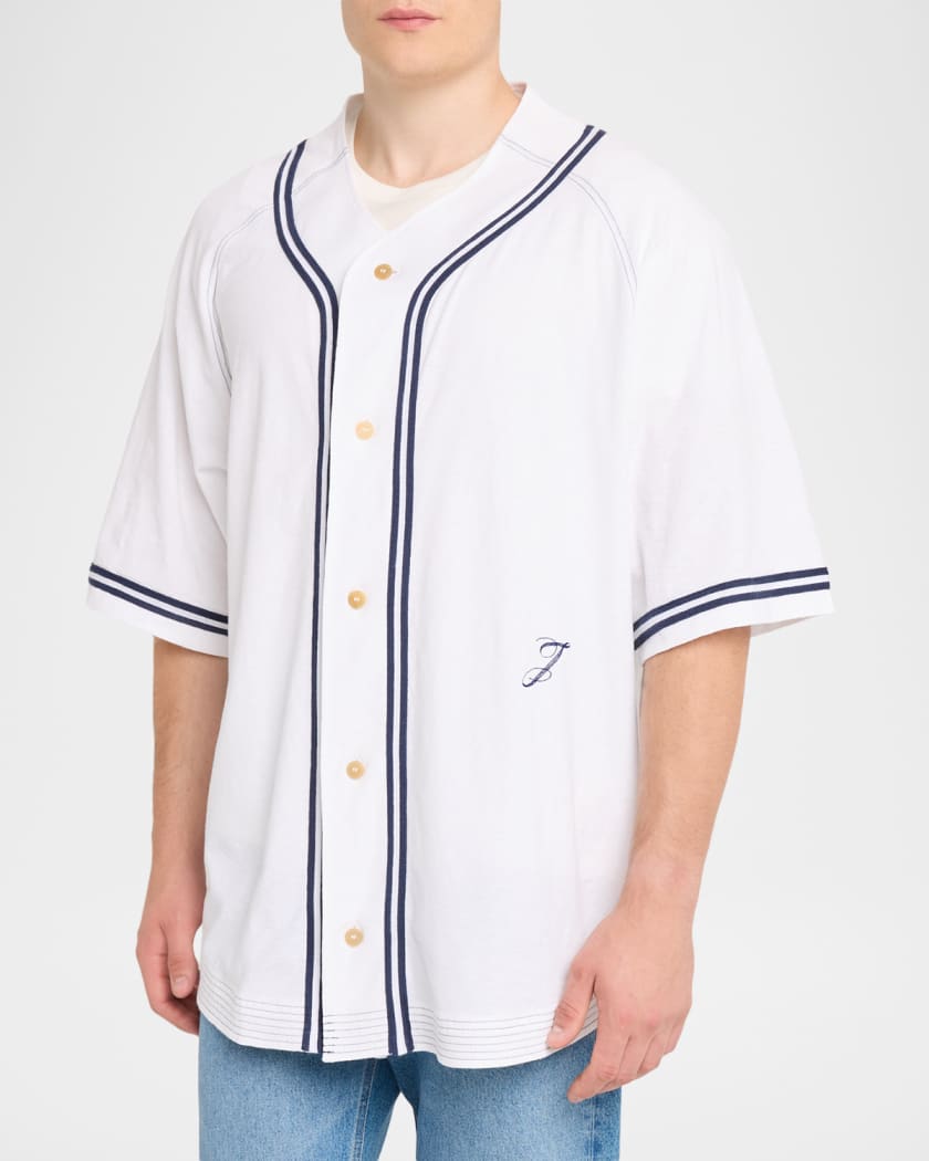 Jacquemus Men's La Chemise Cotton and Hemp Baseball Shirt | Neiman