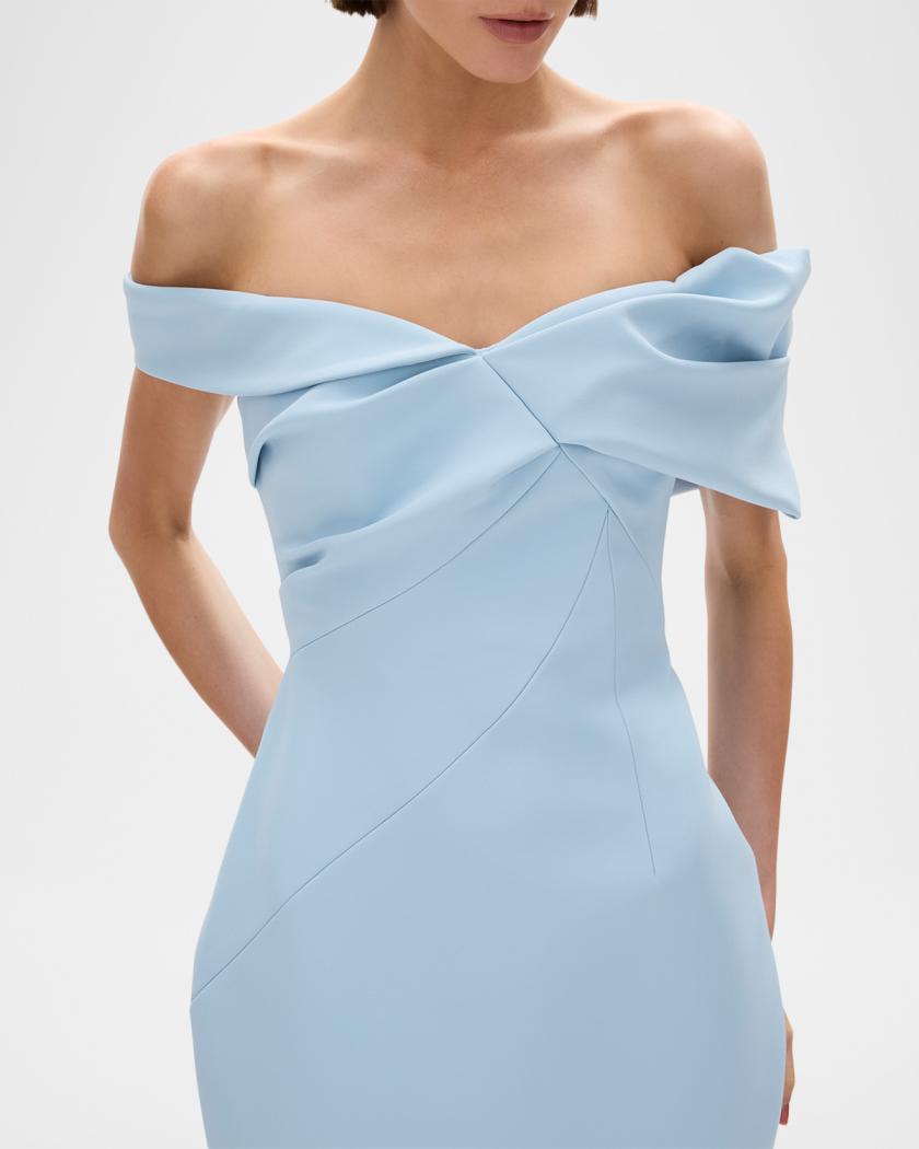 Rachel Gilbert Maddie Draped Off-The-Shoulder Column Gown | Neiman