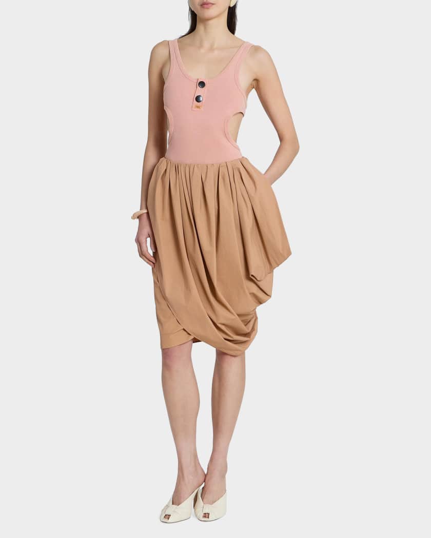 Chloe Scoop-Neck Cotton Rib Cutout Tank Top | Neiman Marcus