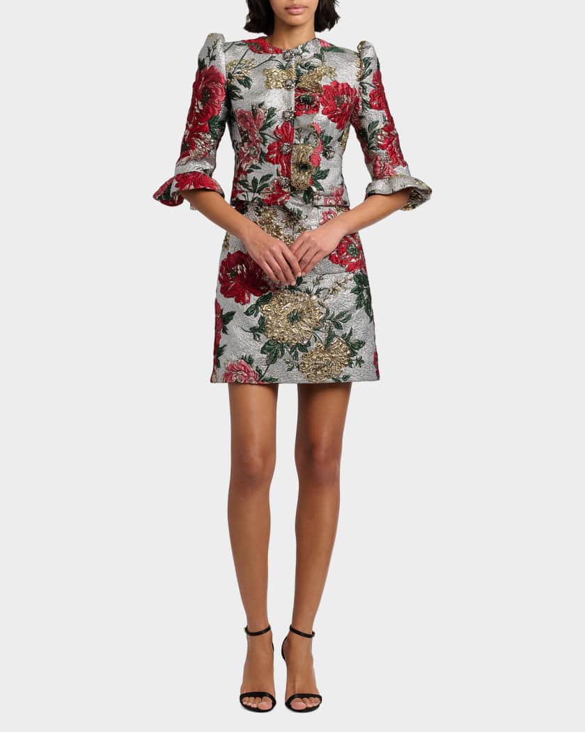 Dolce&Gabbana Metallic Floral Brocade Ruffle Crop Jacket | Neiman