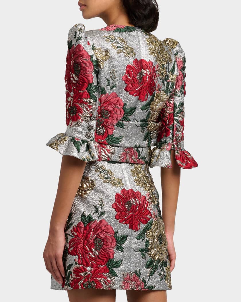 Dolce&Gabbana Metallic Floral Brocade Ruffle Crop Jacket | Neiman