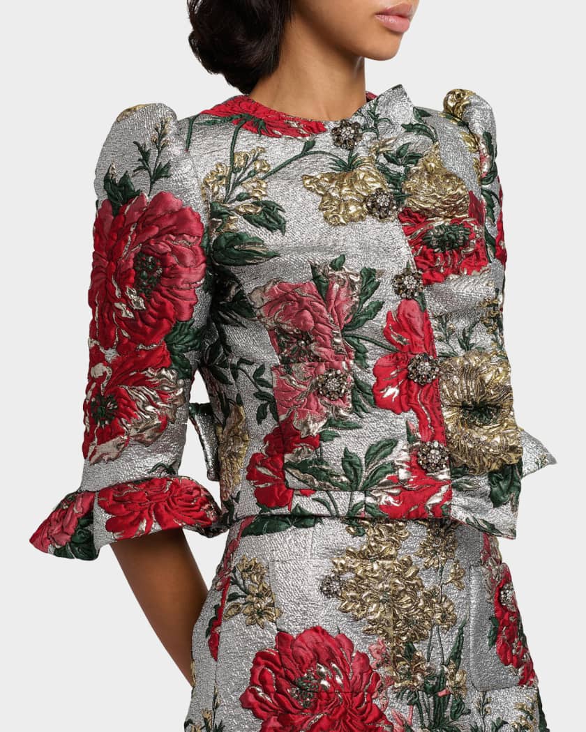 Dolce&Gabbana Metallic Floral Brocade Ruffle Crop Jacket | Neiman