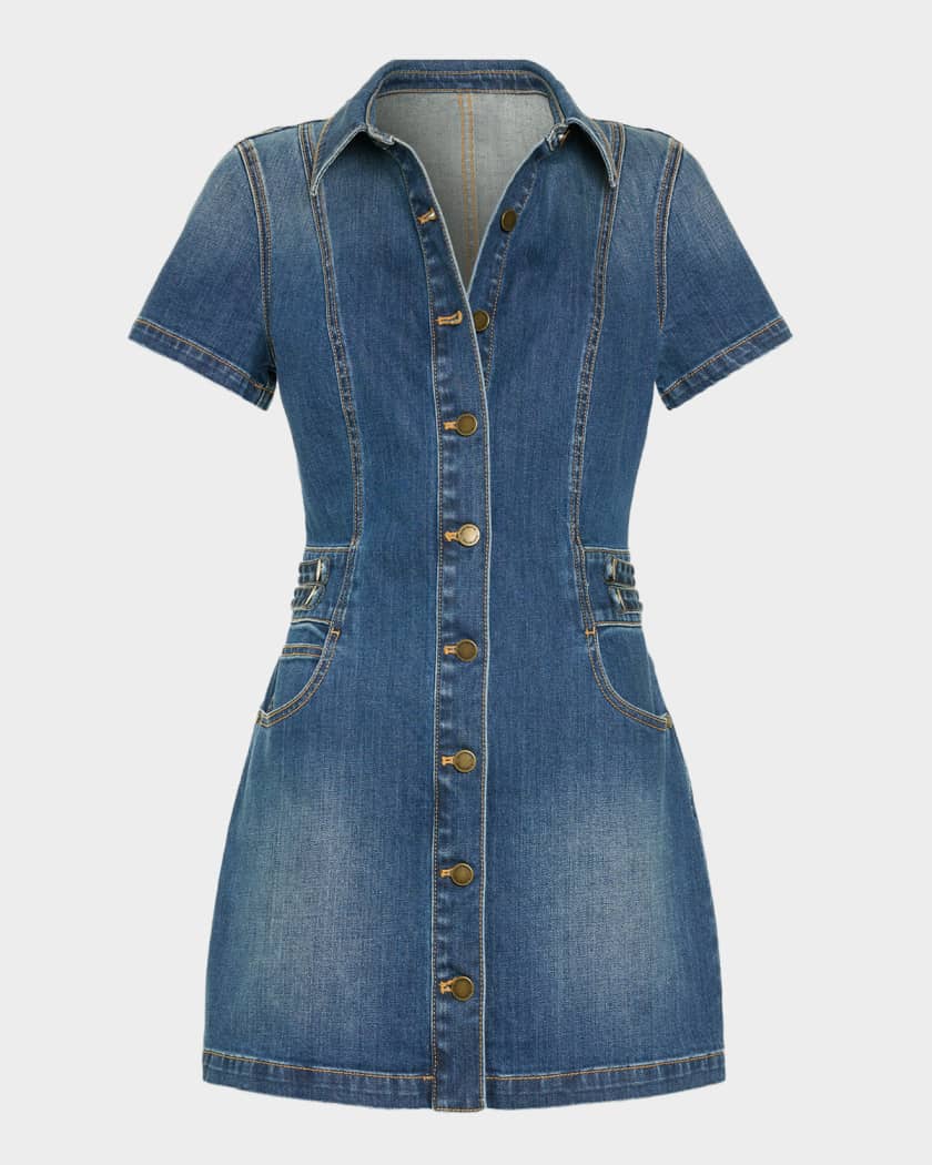 Ramy Brook Liv Denim Mini Shirtdress | Neiman Marcus