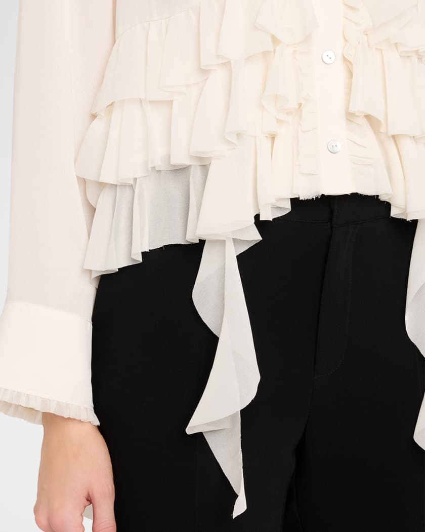 Cinq a Sept Nori Ruffled Button-Front Shirt | Neiman Marcus