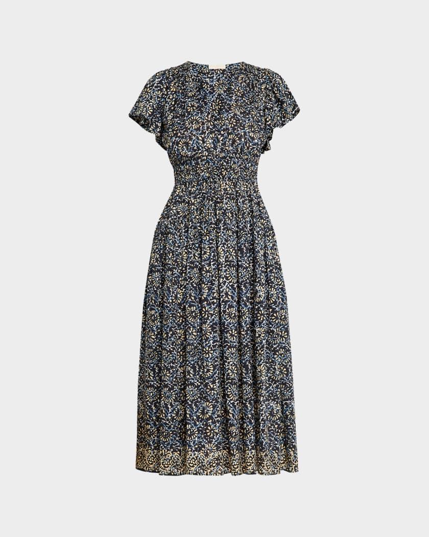 Ulla Johnson Lyria Printed Cotton Midi Dress | Neiman Marcus