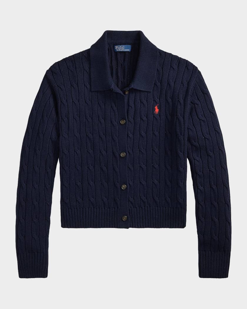 Polo Ralph Lauren Cable-Knit Cotton Cardigan | Neiman Marcus