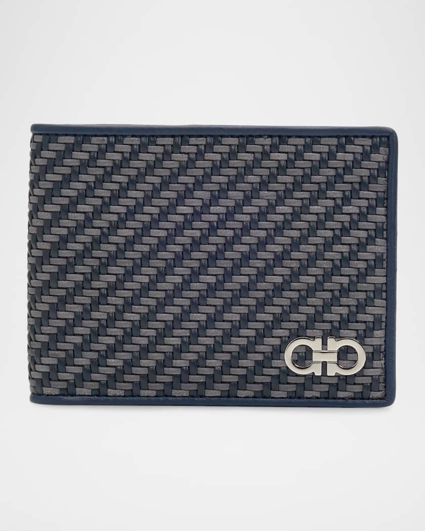 Ferragamo Men's Gancini Woven Leather Bifold Wallet | Neiman Marcus