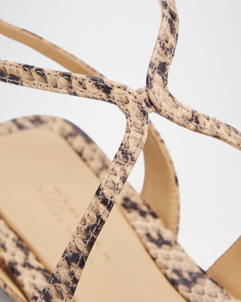 Jimmy Choo Ayla Snake-Print Leather Strappy Sandals | Neiman Marcus