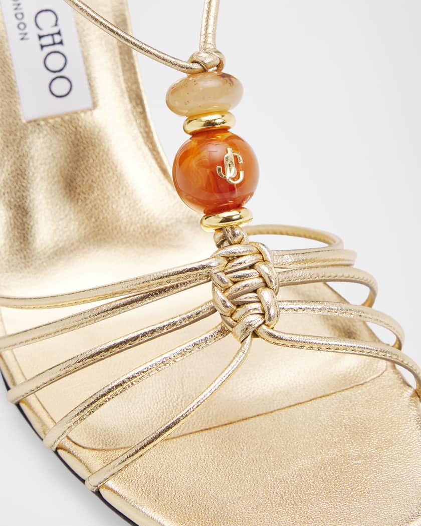 Jimmy Choo Lova 85mm Metallic Leather Wedge Sandals | Neiman Marcus