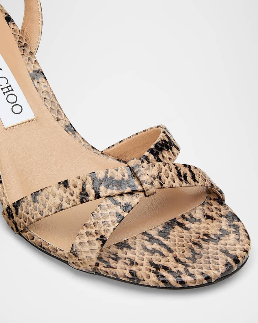 Jimmy Choo Elsy 70MM Snake-Printed Leather Sandals | Neiman Marcus