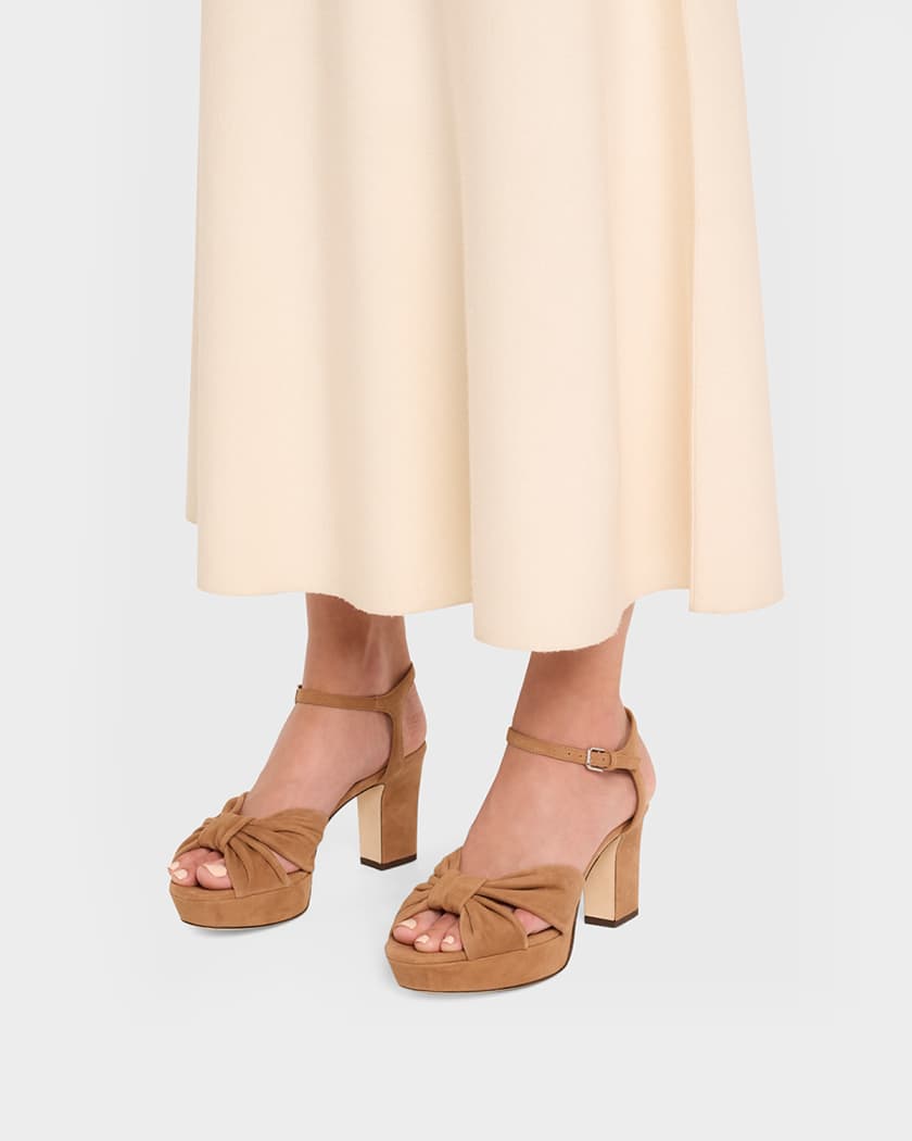 Jimmy Choo Heloise 80mm Suede Platform Sandals | Neiman Marcus