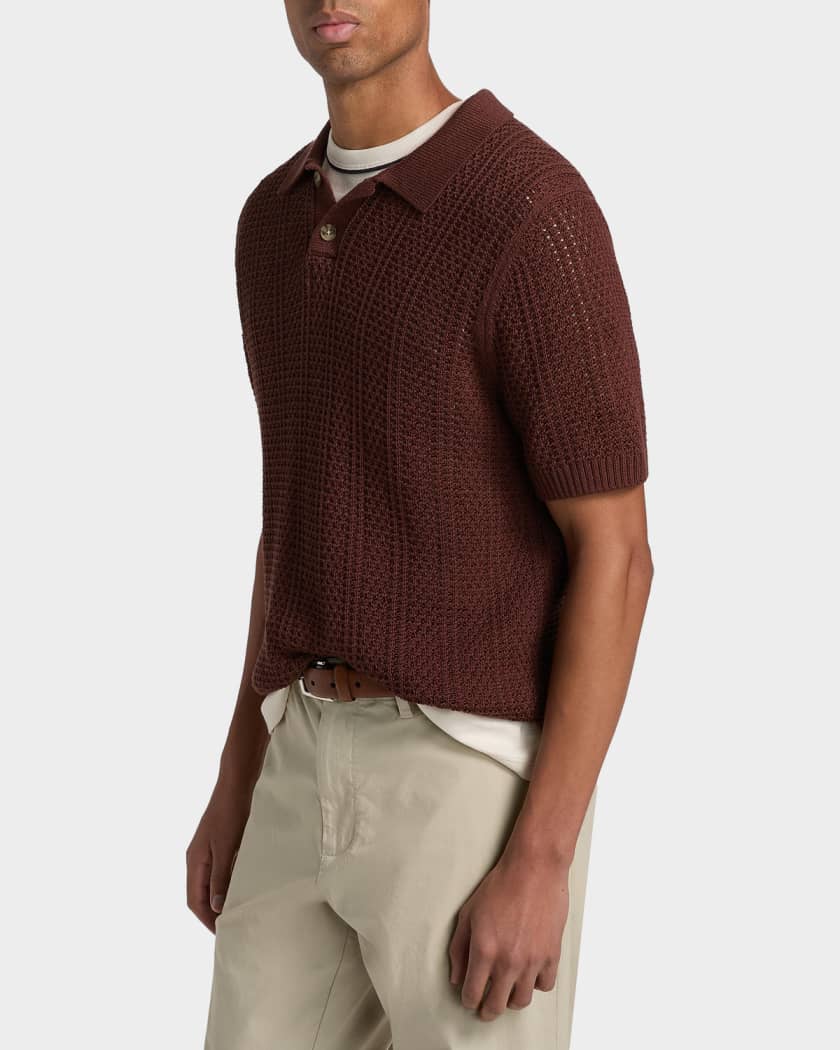 Vince Men's Cotton Seed Stitch Rib Polo Shirt | Neiman Marcus