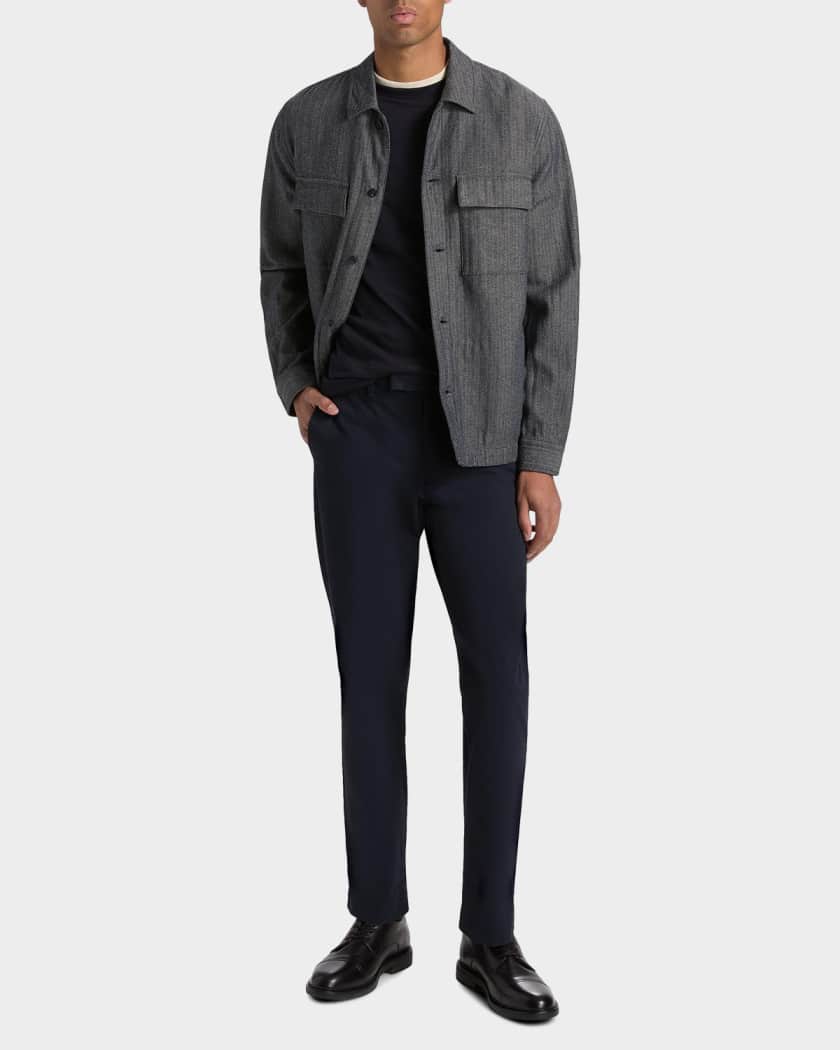 Vince Men's Herringbone Flap-Pocket Overshirt | Neiman Marcus