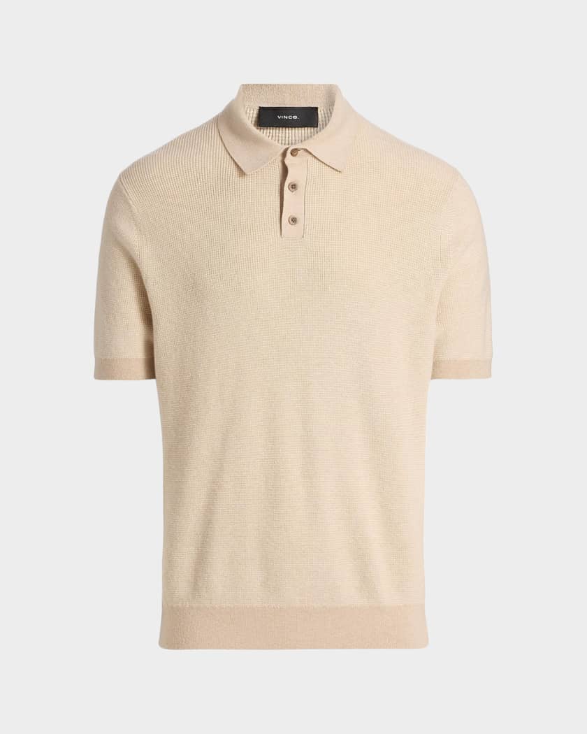 Vince Men's Cotton and Cashmere Micro-Knit Short-Sleeve Polo