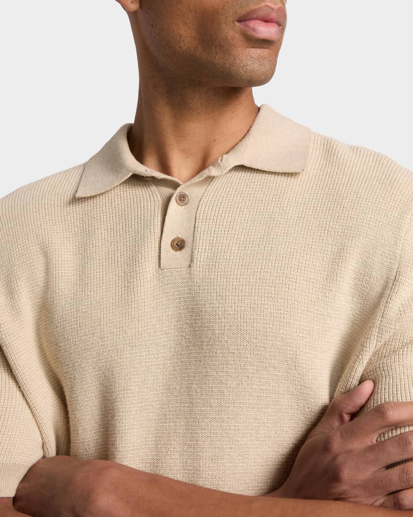 Vince Men's Cotton and Cashmere Micro-Knit Short-Sleeve Polo