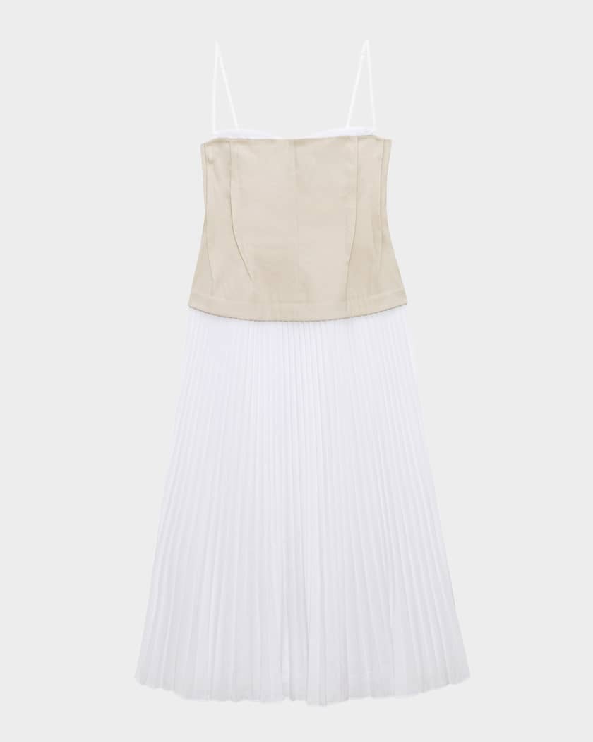 SIMKHAI Duval Linen-Blend Bustier Midi Dress | Neiman Marcus