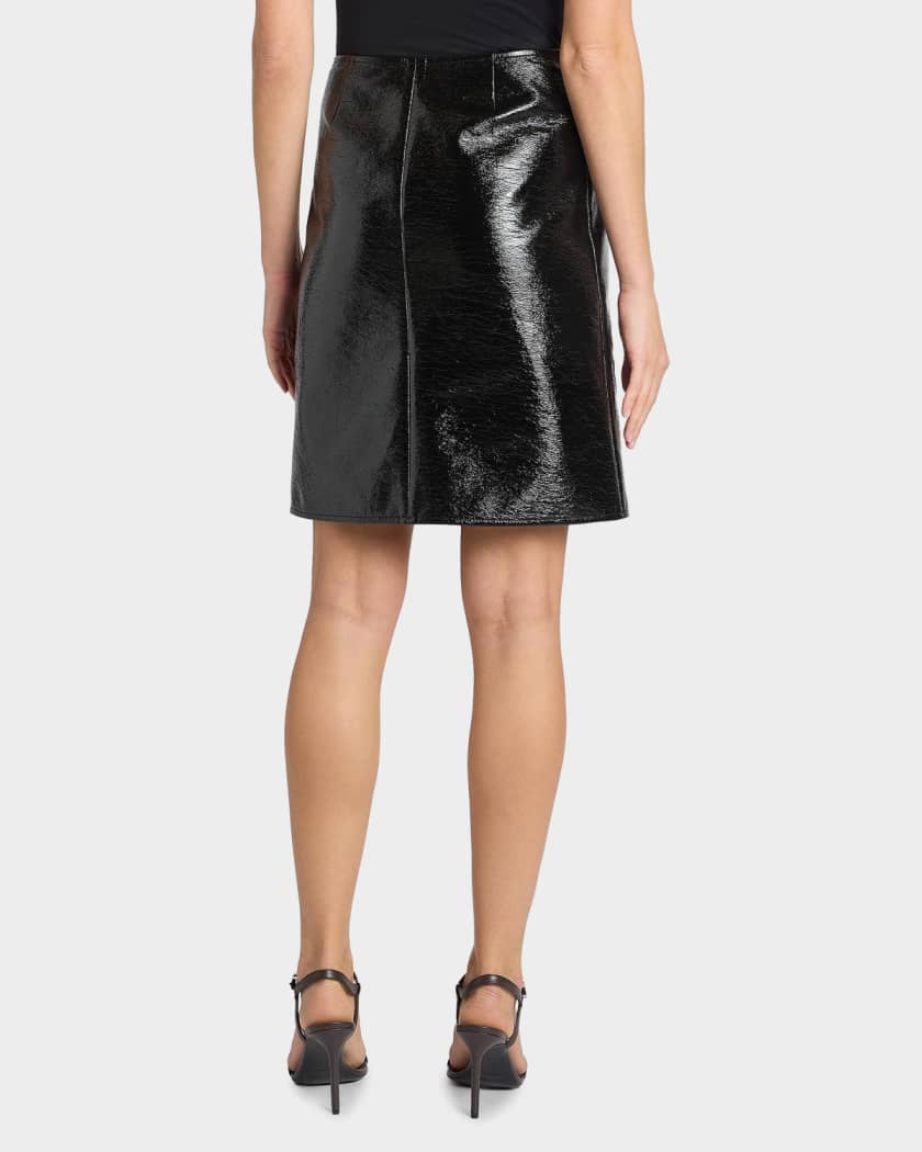 Courreges Shiny Vinyl Knee-Length Skirt | Neiman Marcus