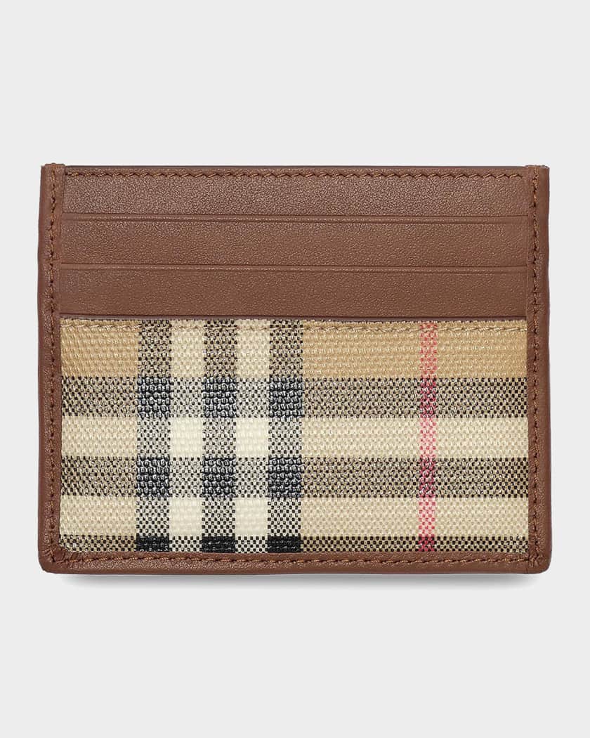 Burberry Men's Check Leather & Coated Canvas Card Case | Neiman Marcus