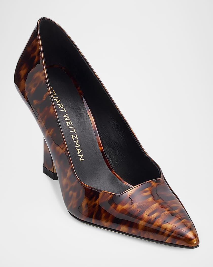 Stuart Weitzman 85mm Vinnie Tortoise-Printed Leather Pumps