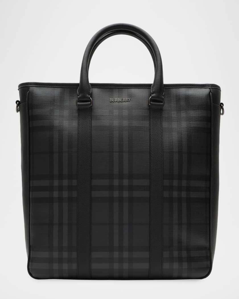 BURBERRY ケース FN 5505 09 ブラック Burberry Men's City Check North/South Tote Bag | Neiman Marcus