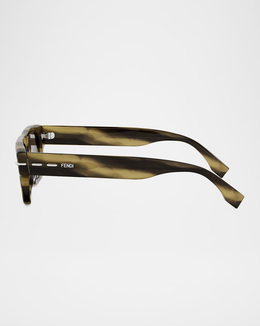 Fendi Men's Selleria Acetate Rectangle Sunglasses | Neiman Marcus