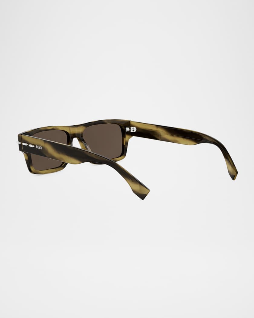 Fendi Men's Selleria Acetate Rectangle Sunglasses | Neiman Marcus