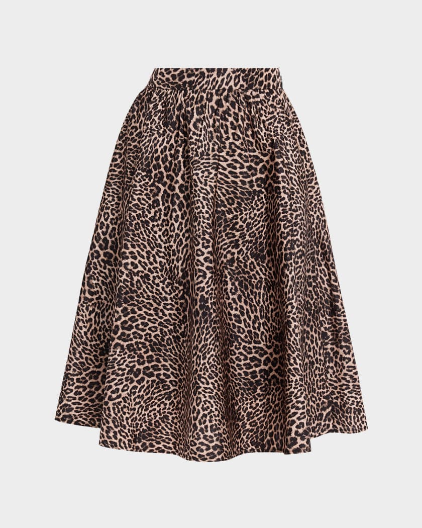 ミンピー Kobi Halperin Violet Leopard Linen-Blend Midi Skirt | Neiman Marcus