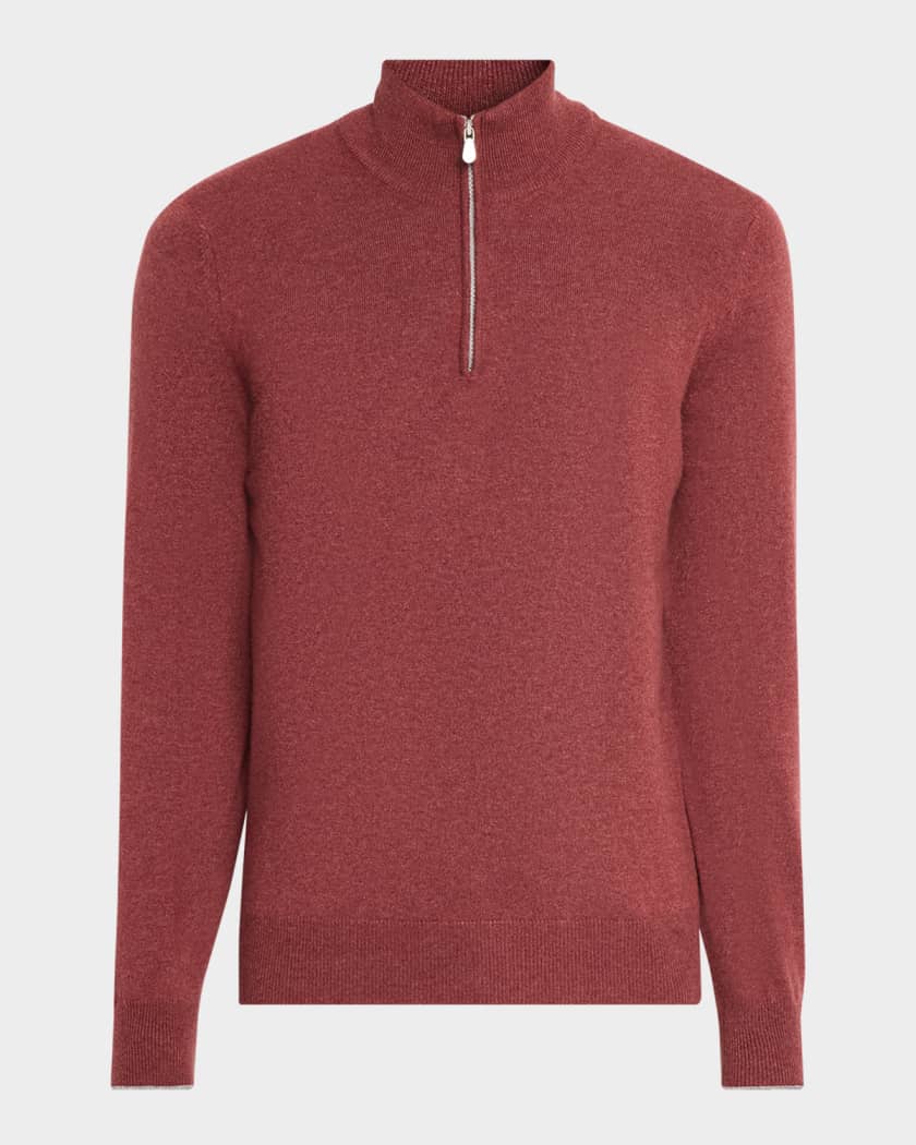 Brunello Cucinelli Men's Cashmere Quarter-Zip Sweater | Neiman Marcus
