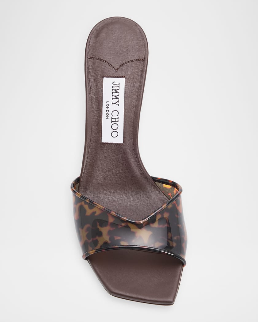 Jimmy Choo Skye 70 mm Tortoiseshell TPU Sandals | Neiman Marcus
