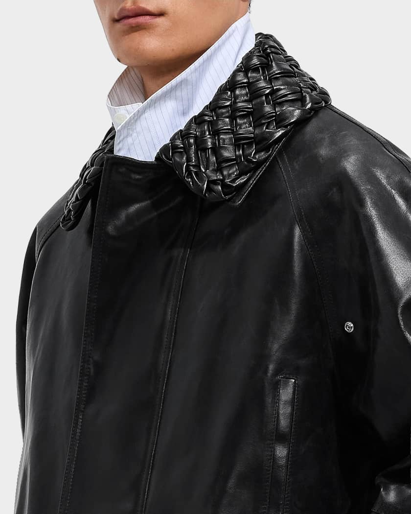 BOTTEGA VENETA イタリア製 レザージャケット 48 Bottega Veneta Men's Intrecciato-Collar Leather Jacket | Neiman Marcus