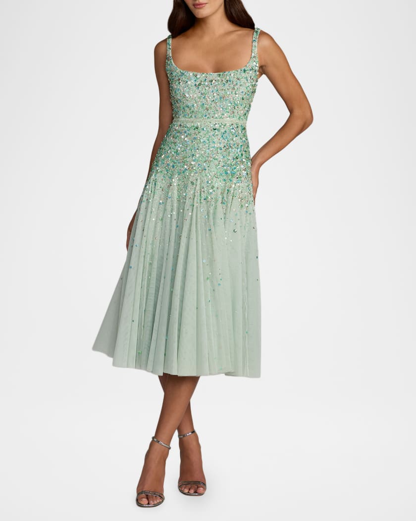 sachin and babi light blue dress Mac Duggal | Dresses | Mac Duggal Hand Beaded High Neck Midi Dress main image 1