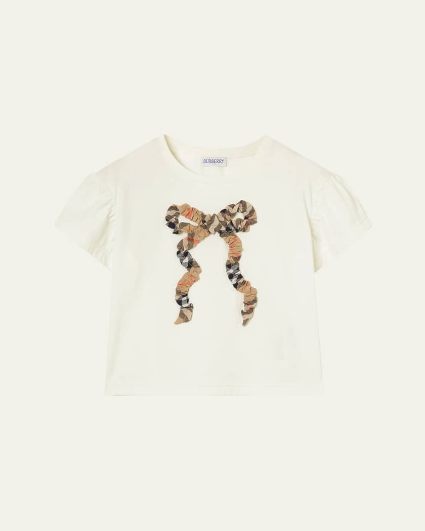 Burberry Girl's Roxy Bow Applique T-Shirt, Size 4-14 | Neiman Marcus