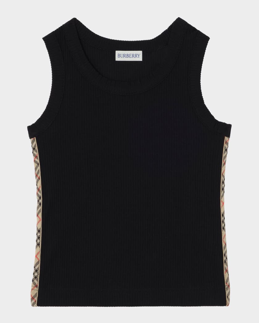 Burberry Girl's Gabriela Check-Trim Cotton Vest, Size 4-14