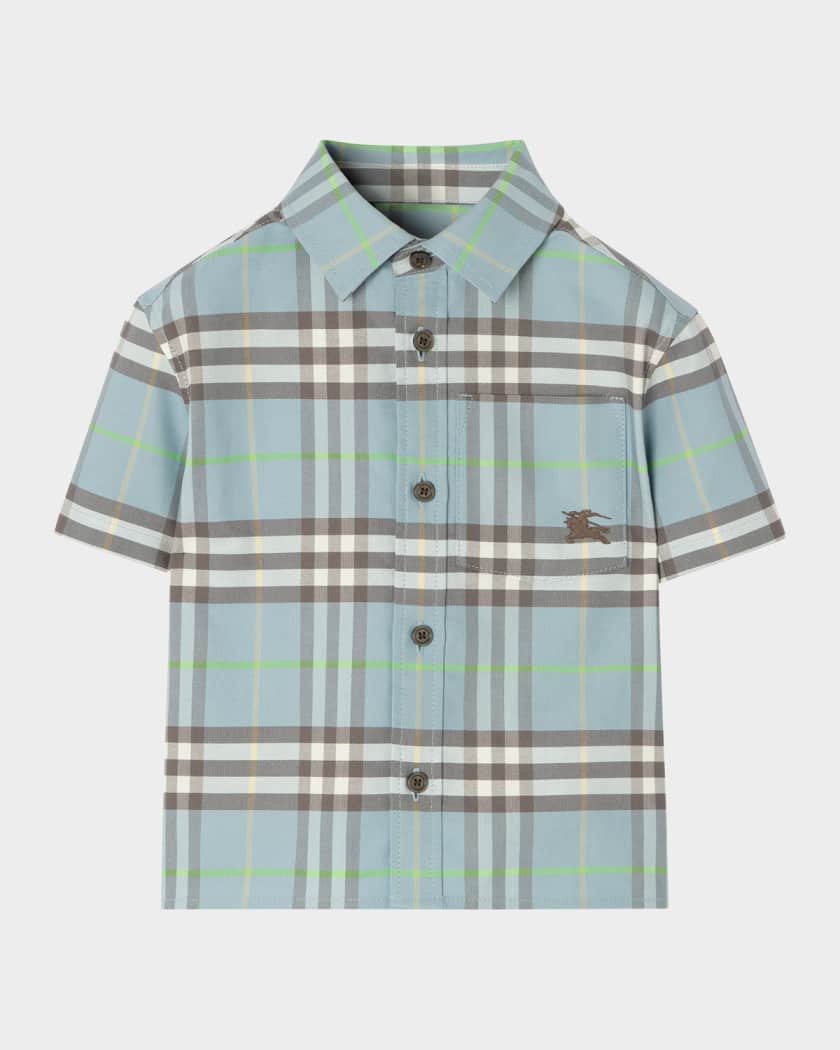 Burberry Boy's Billy Check Cotton Oxford Shirt, Size 12M-3