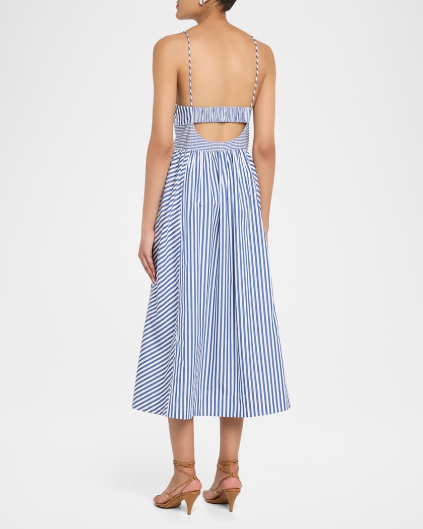 Tanya Taylor Vivien Cotton Stripe Spaghetti-Strap Midi Dress | Neiman Marcus