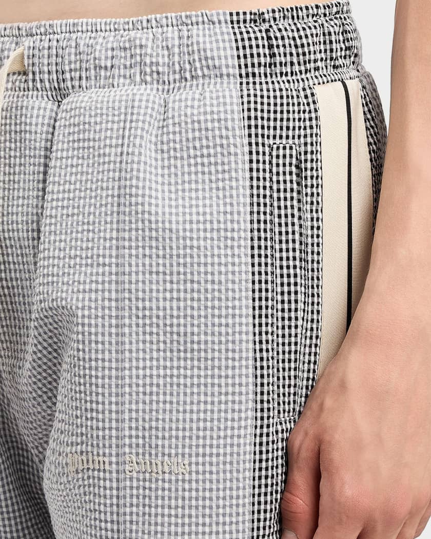 Palm Angels Men's Classic Logo Gingham Seersucker Track Pants