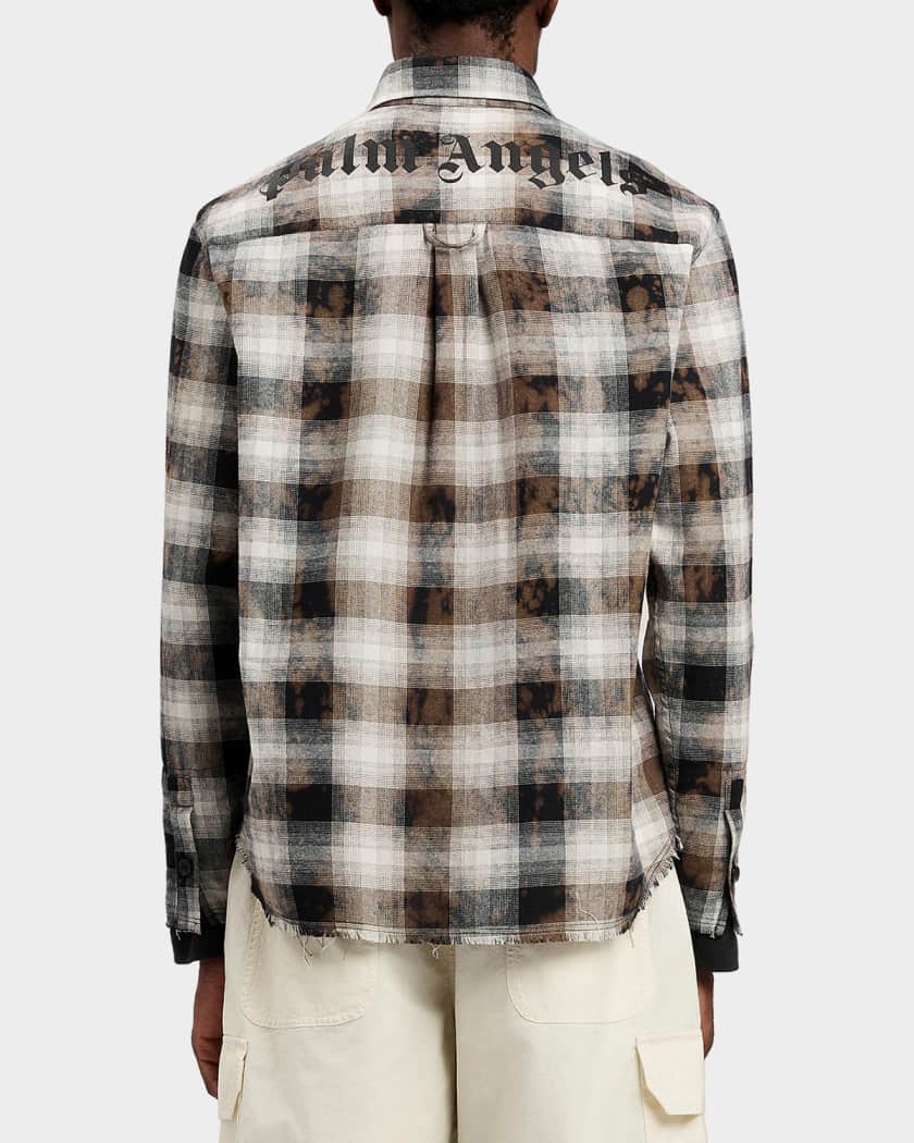 everyone back logo check button-down Ｌ Palm Angels Men's Classic Back-Logo Check Button-Down Shirt