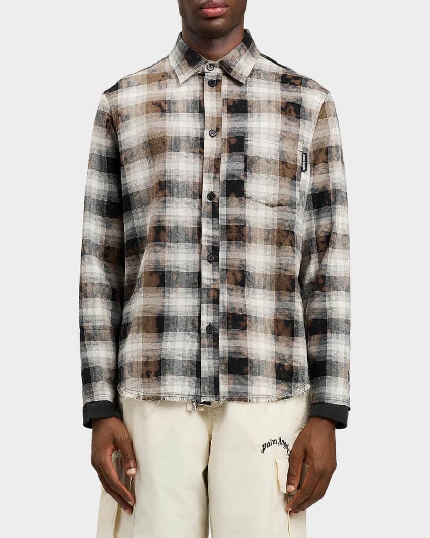 Palm Angels Men's Classic Back-Logo Check Button-Down Shirt