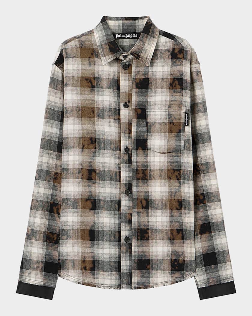 Palm Angels Men's Classic Back-Logo Check Button-Down Shirt