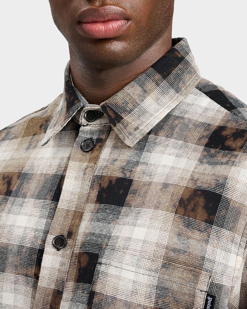 everyone back logo check button-down Ｌ Palm Angels Men's Classic Back-Logo Check Button-Down Shirt