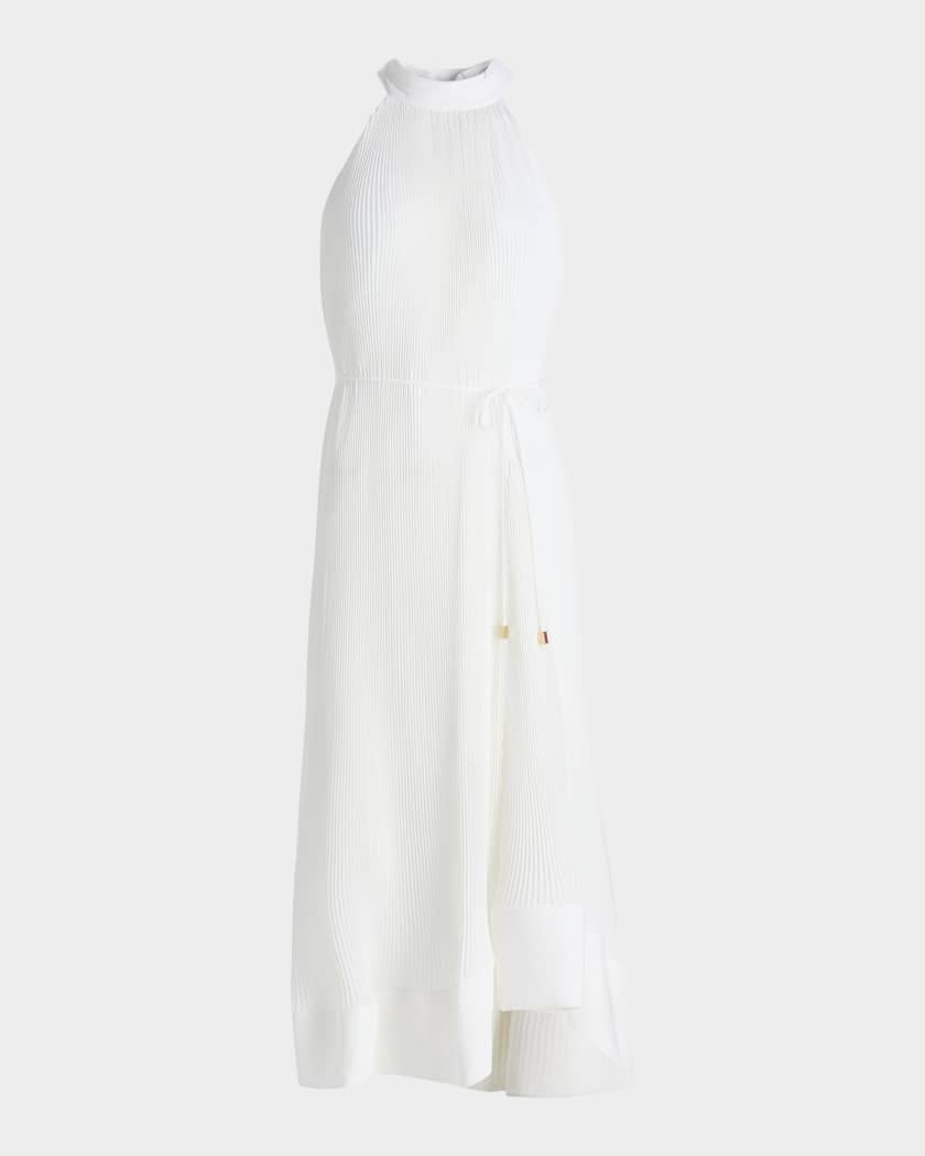 Milly Nalani Pleated Midi-Dress | Neiman Marcus
