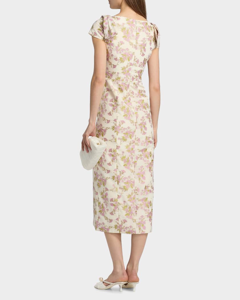 Kay Unger New York Arianna Floral Jacquard Tea-Length Cocktail Dress