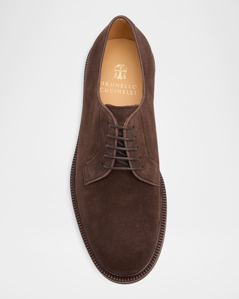 美品 BRUNELLO CUCINELLI スウェード プレーントゥ 41 Brunello Cucinelli Men's Suede Lug-Sole Derby Shoes | Neiman Marcus