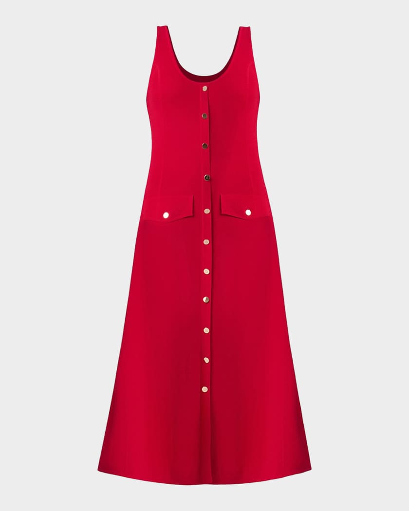 Shoshanna Martha Button-Front Midi-Dress | Neiman Marcus